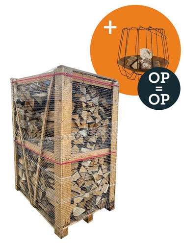 Pallet Haardhout beuken 2M3gestapeld (ovengedroogd)