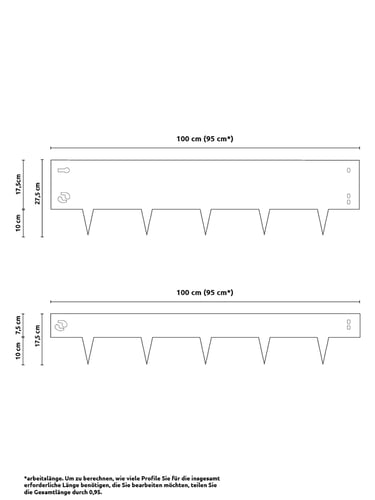 Abmessungen von alle Varianten von Multi-Edge METAL Verzinkt