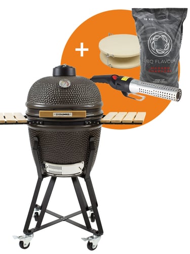 The Columbus Medium Charcoal Gris Complet Kamado incl. startersset